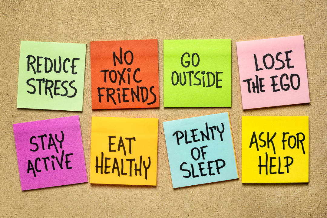 healthy lifestyle habits - colorful reminder notes